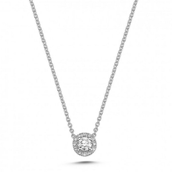 Cordelia - Diamant Vedhæng I 14 Kt Hvidguld Med I Alt 0,11 Ct. M Kæde